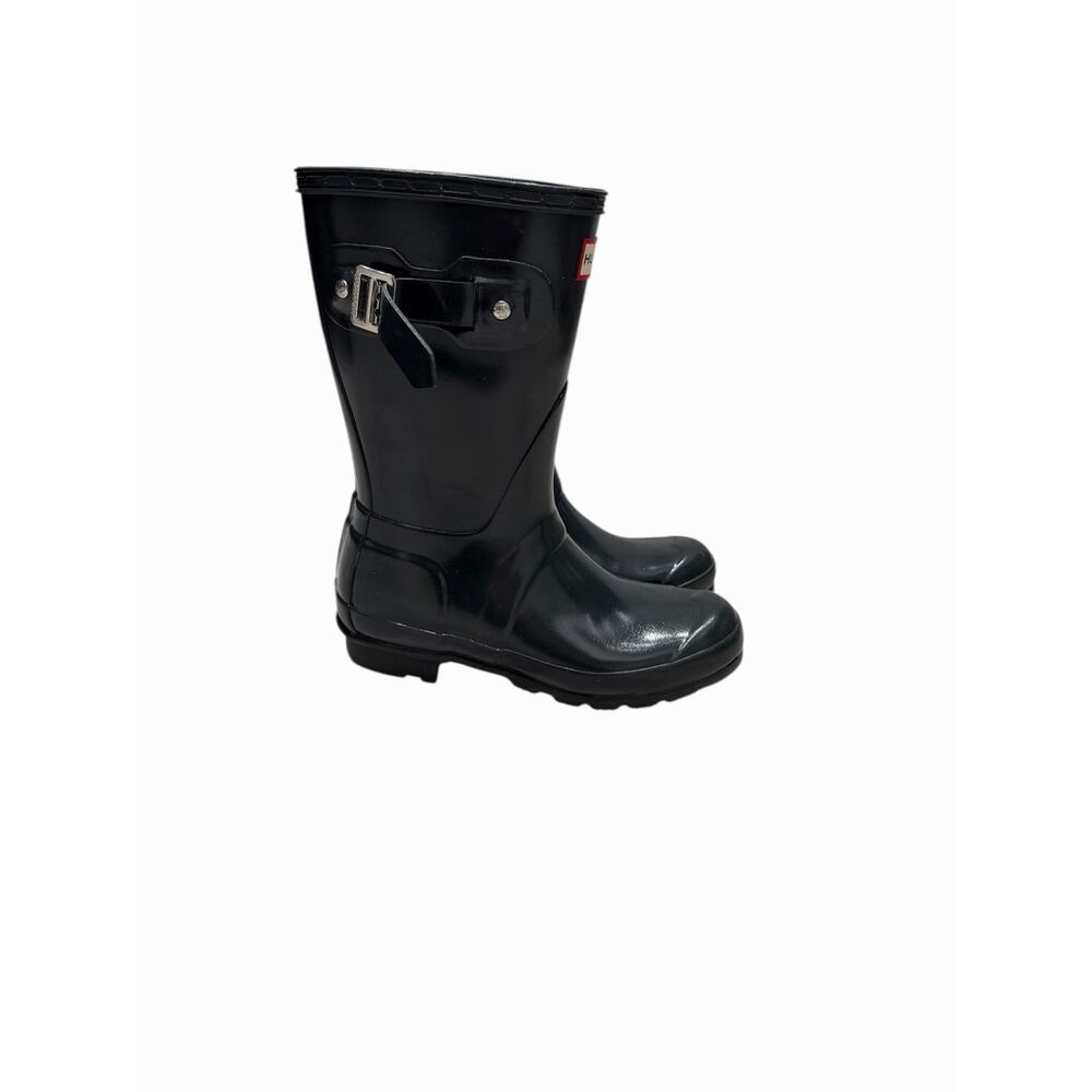 Hunter Original Youth Kids Wellington Boots Sz 5 Gray Glossy Rain Boots Spring - Picture 3 of 16